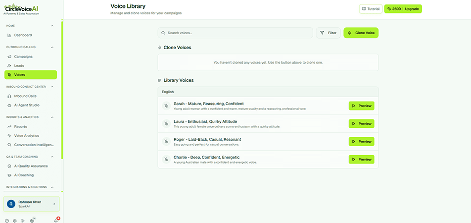 Circle Voice AI product screenshot