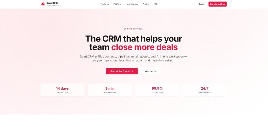 Spark CRM product screenshot